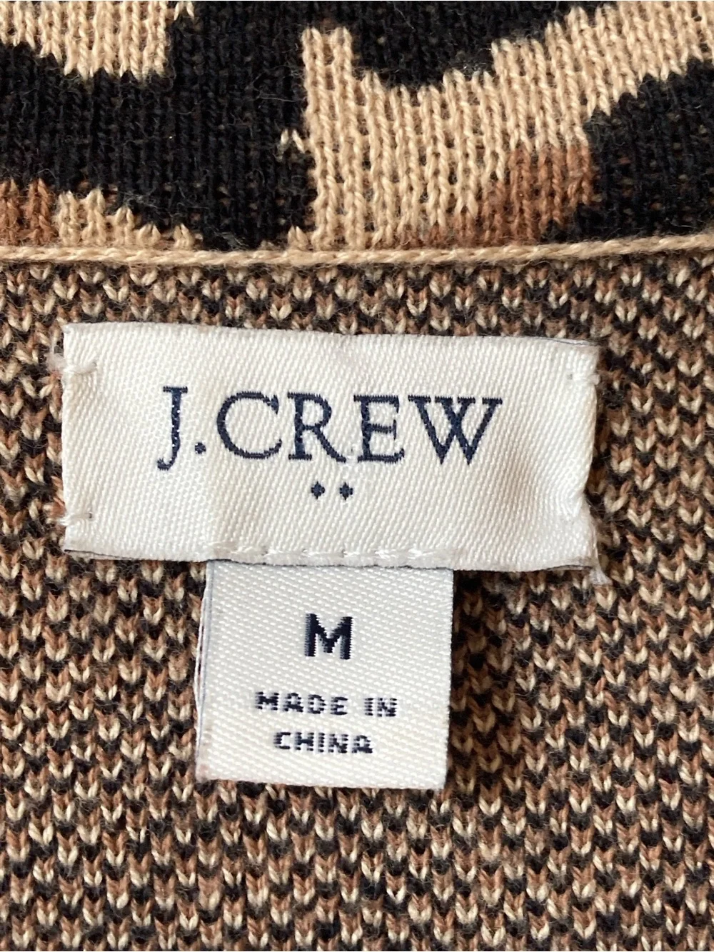 J CREW Leopard Sweater Blazer 100% Cotton 2-Button Size M